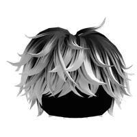 Black to White Fluffy Messy Cool Boy Hair Roblox hair