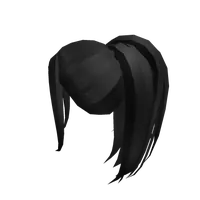 Long black ponytail w/ thin bangs Roblox hair