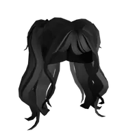 Black Flowy Pigtails Roblox hair